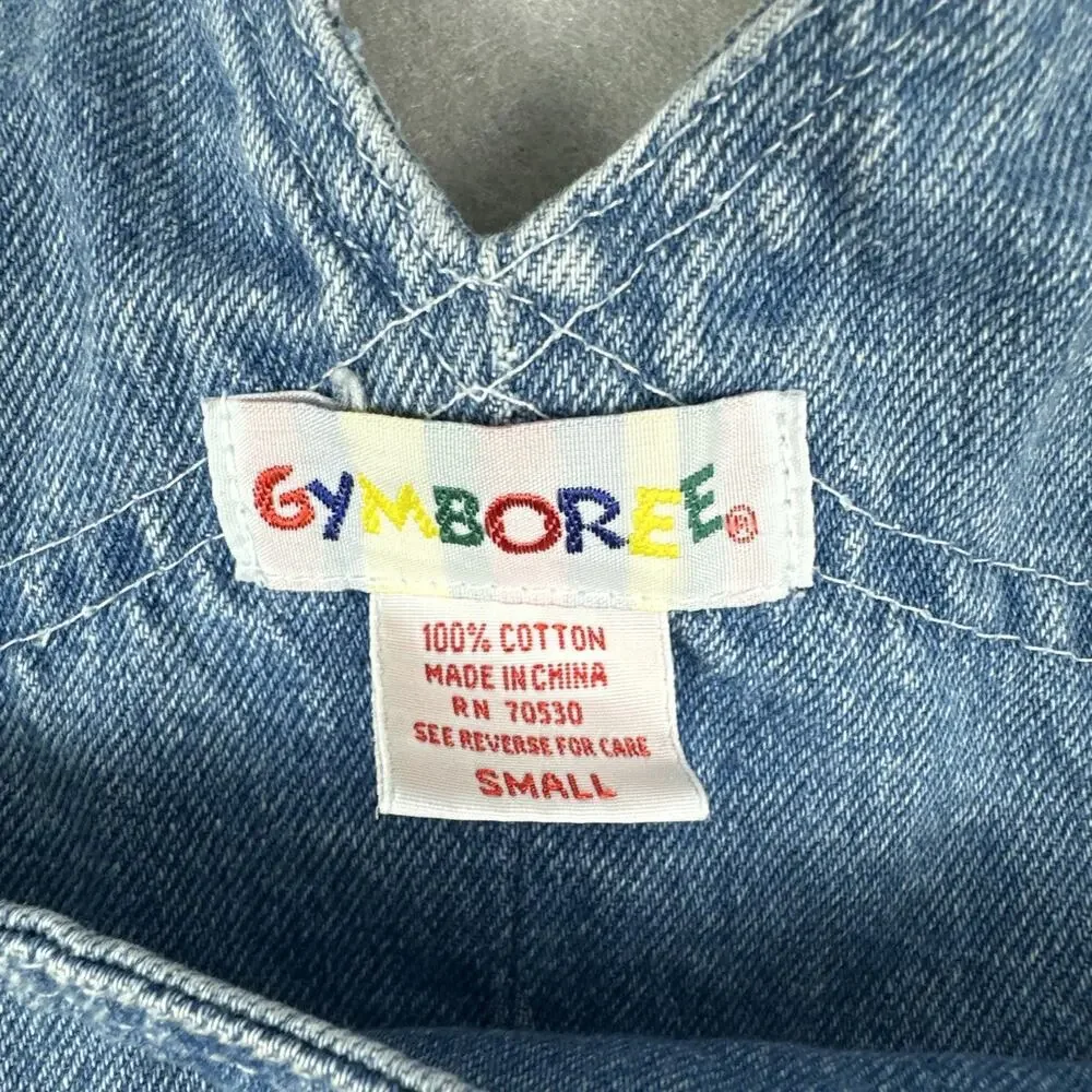 Vintage Gymboree Denim Golf Sport Patches Overall Shorts Size Small Rainbow Tag